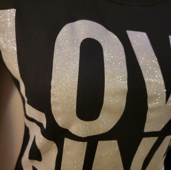 PINK VS Glitter Spellout Vintage Pajama Sweatshirt - Picture 2 of 5